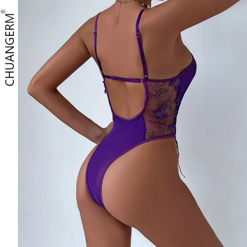 Grape Escape 🍇 Lace Bodysuit Women